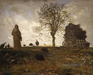  Jean Malerei - Herbst Landschaft mit einer Herde von Puten Bauern Jean Francois Millet